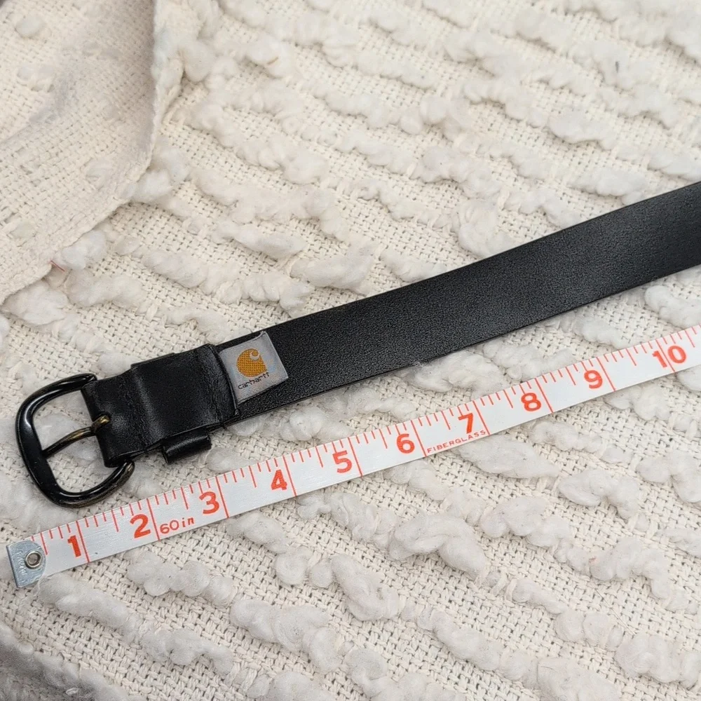 Carhartt Men's Medium Black Leather Simple Straight Work Belt with Metal Buckle